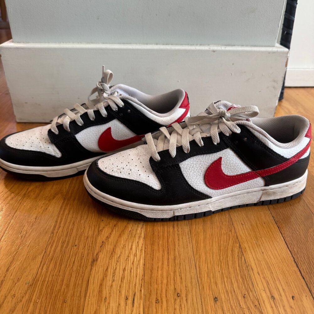 NIKE Dunk Low Retro "Red Swoosh" Panda -Men's 9.5